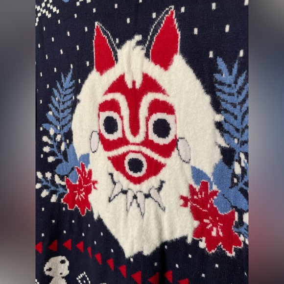 Studio Ghibli Princess Mononoke San Mask Holiday Sweater | BoxLunch Exclusive - Picture 4 of 4